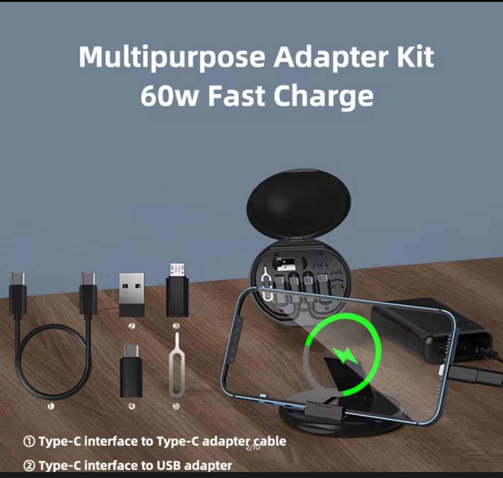 60W USB Data Fast Cable Micro USB Charge Line Multi-function Mini Digital Charging Cable Storage Box Cable Protector