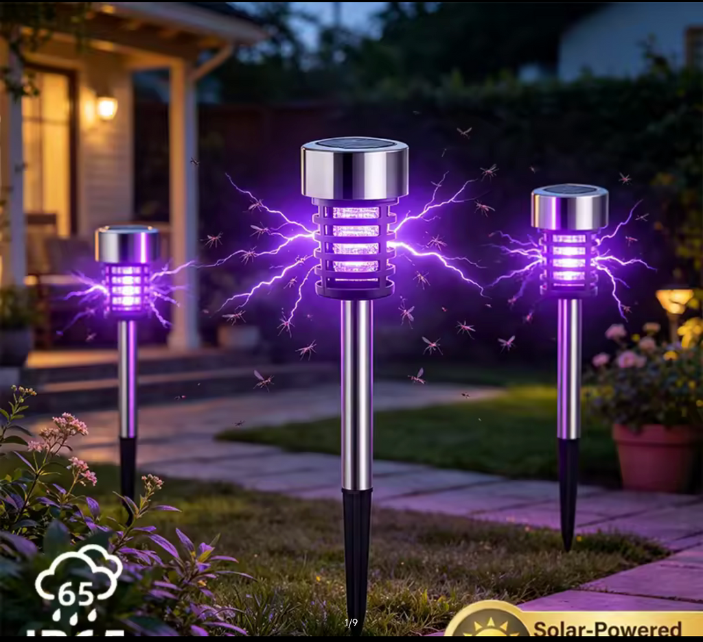 Solar Mosquito Killer Lamp – Outdoor Bug Zapper Stake Light with UV Fly & Gnat Trap for Garden, Patio, Yard, Lawn & Camping