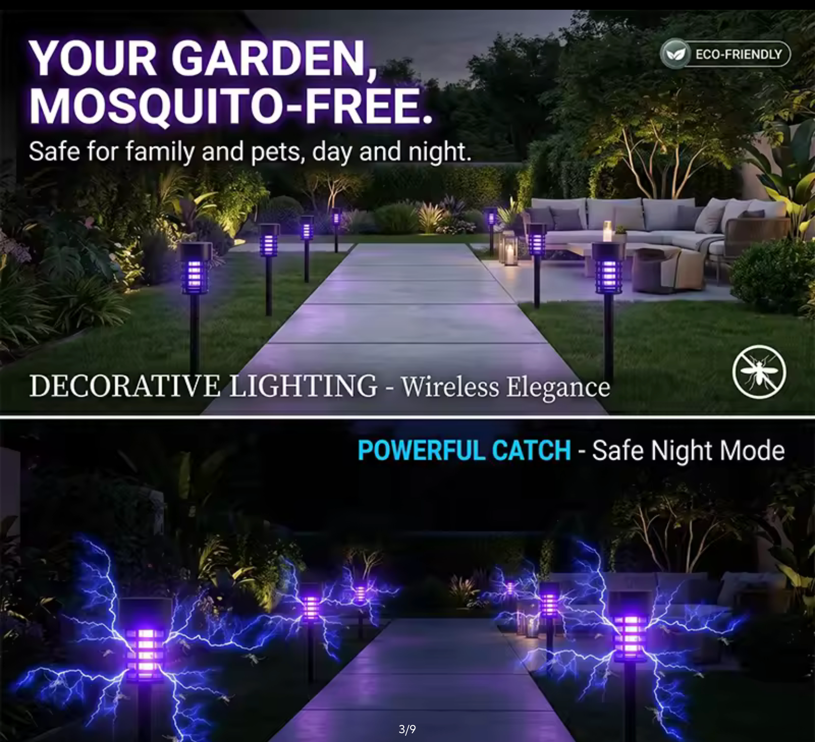 Solar Mosquito Killer Lamp – Outdoor Bug Zapper Stake Light with UV Fly & Gnat Trap for Garden, Patio, Yard, Lawn & Camping