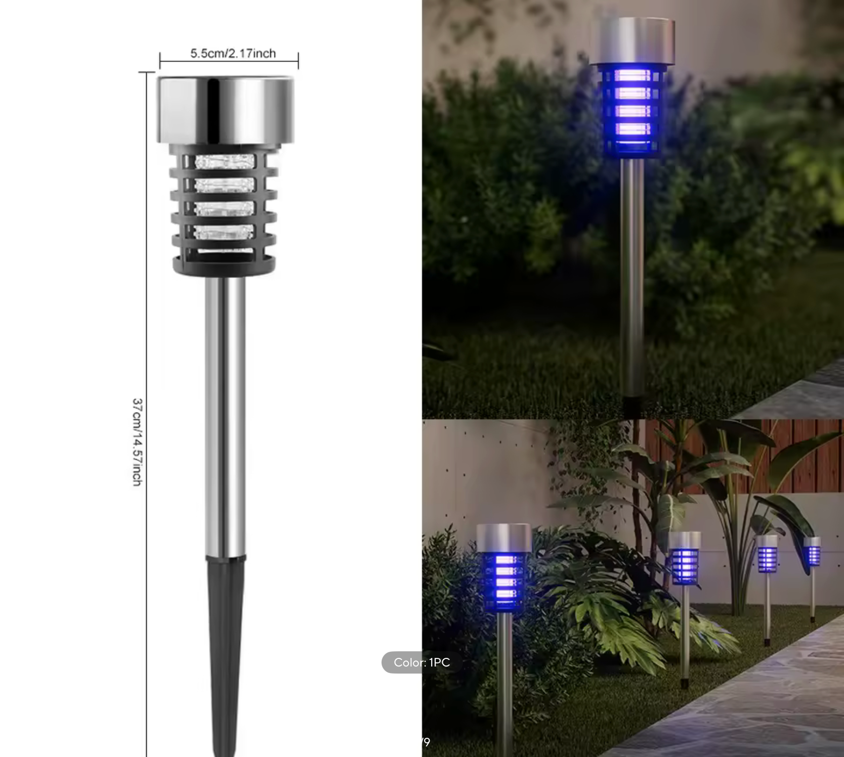 Solar Mosquito Killer Lamp – Outdoor Bug Zapper Stake Light with UV Fly & Gnat Trap for Garden, Patio, Yard, Lawn & Camping