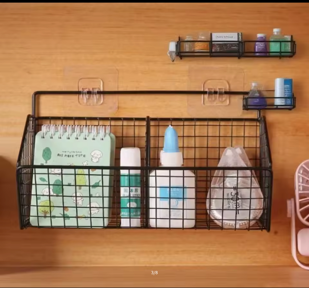 Wall Mounted Kitchen Storage Basket Suitable for Durable Metal Wire Storage of Spices, Garlic, Onions, and Vegetables