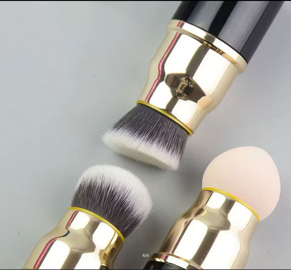 3-in-1 Mini Makeup Brush Set Detachable Portable with Dust Cover for Foundation Powder Blush and Sponge Head Make Up Tools