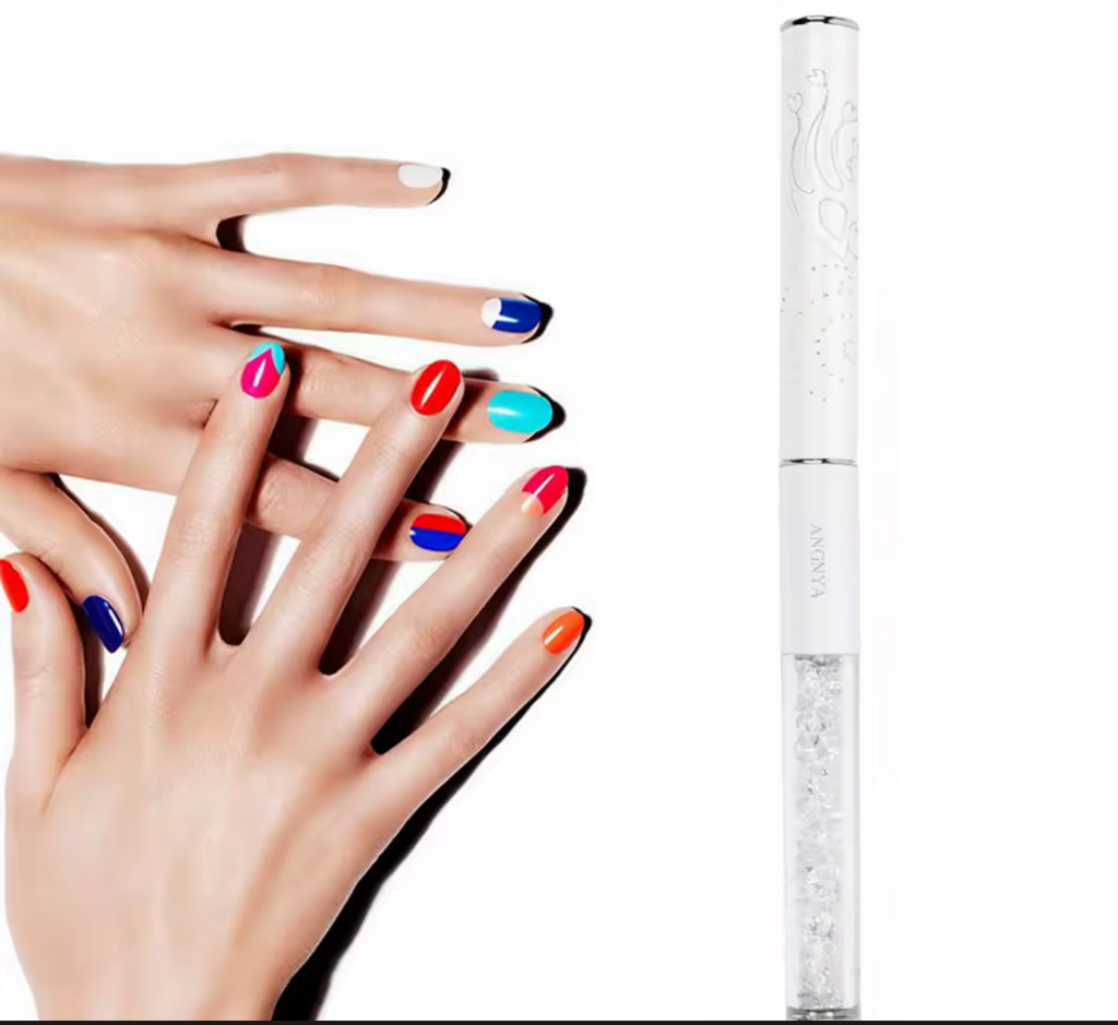 1Pc 3D Acrylic Nail Brush White Design Liquid Powder.