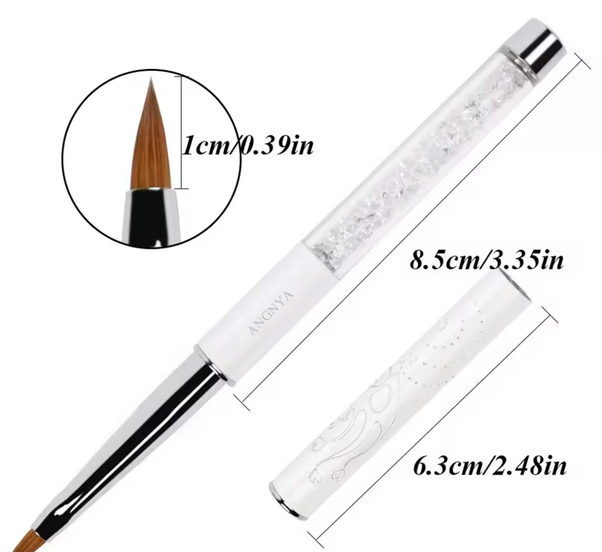 1Pc 3D Acrylic Nail Brush White Design Liquid Powder.