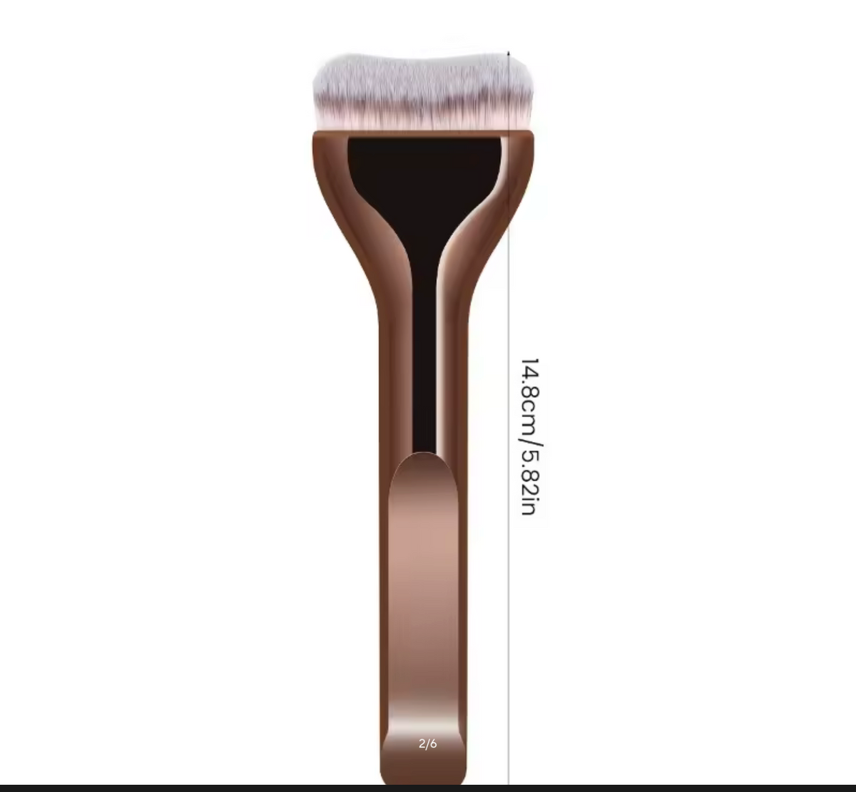 Professional Foundation Brush - Soft Nylon Bristles, Elegant Brown Handle, for BB Cream, Liquid Foundation, Powder - Travel