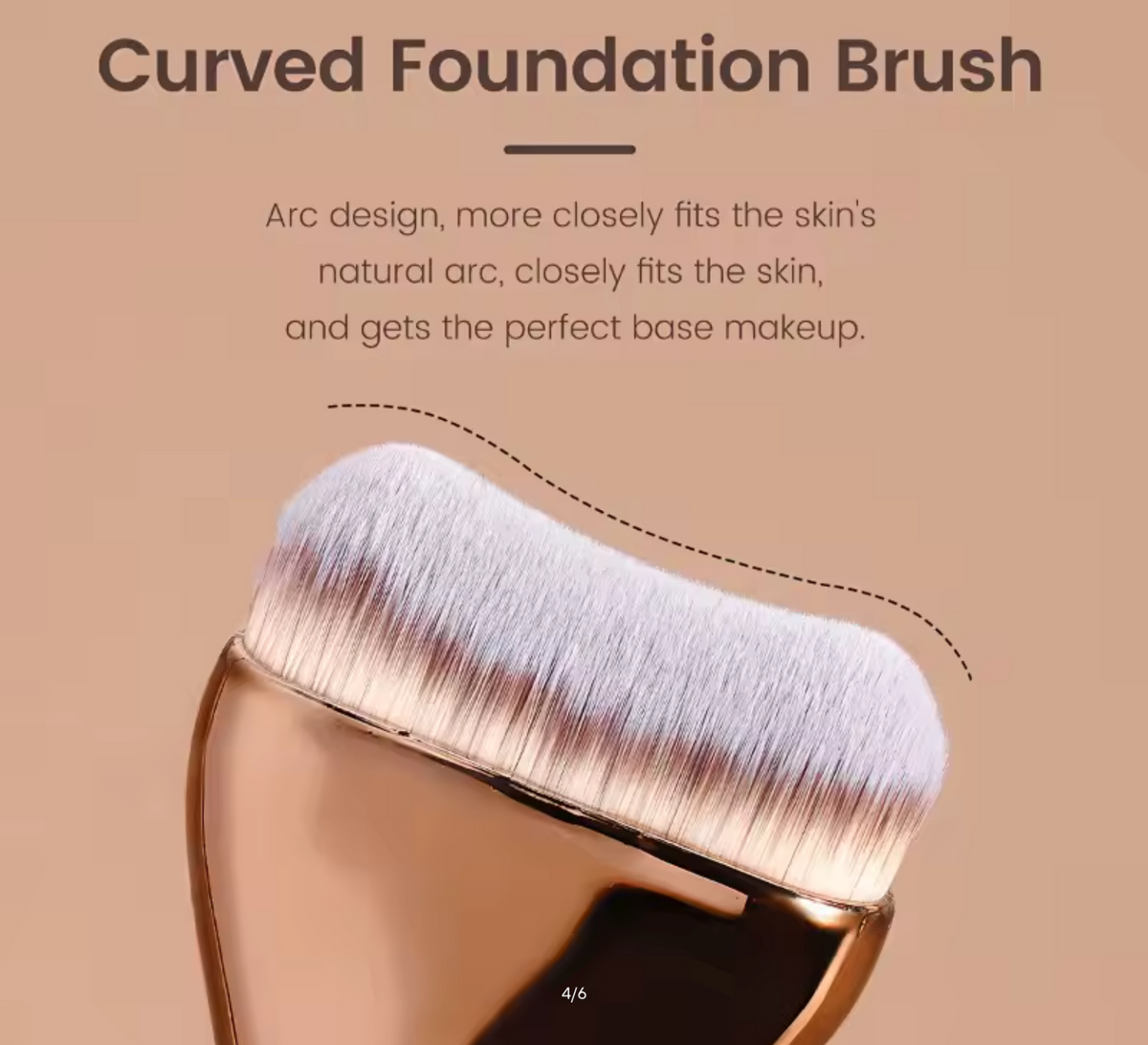 Professional Foundation Brush - Soft Nylon Bristles, Elegant Brown Handle, for BB Cream, Liquid Foundation, Powder - Travel