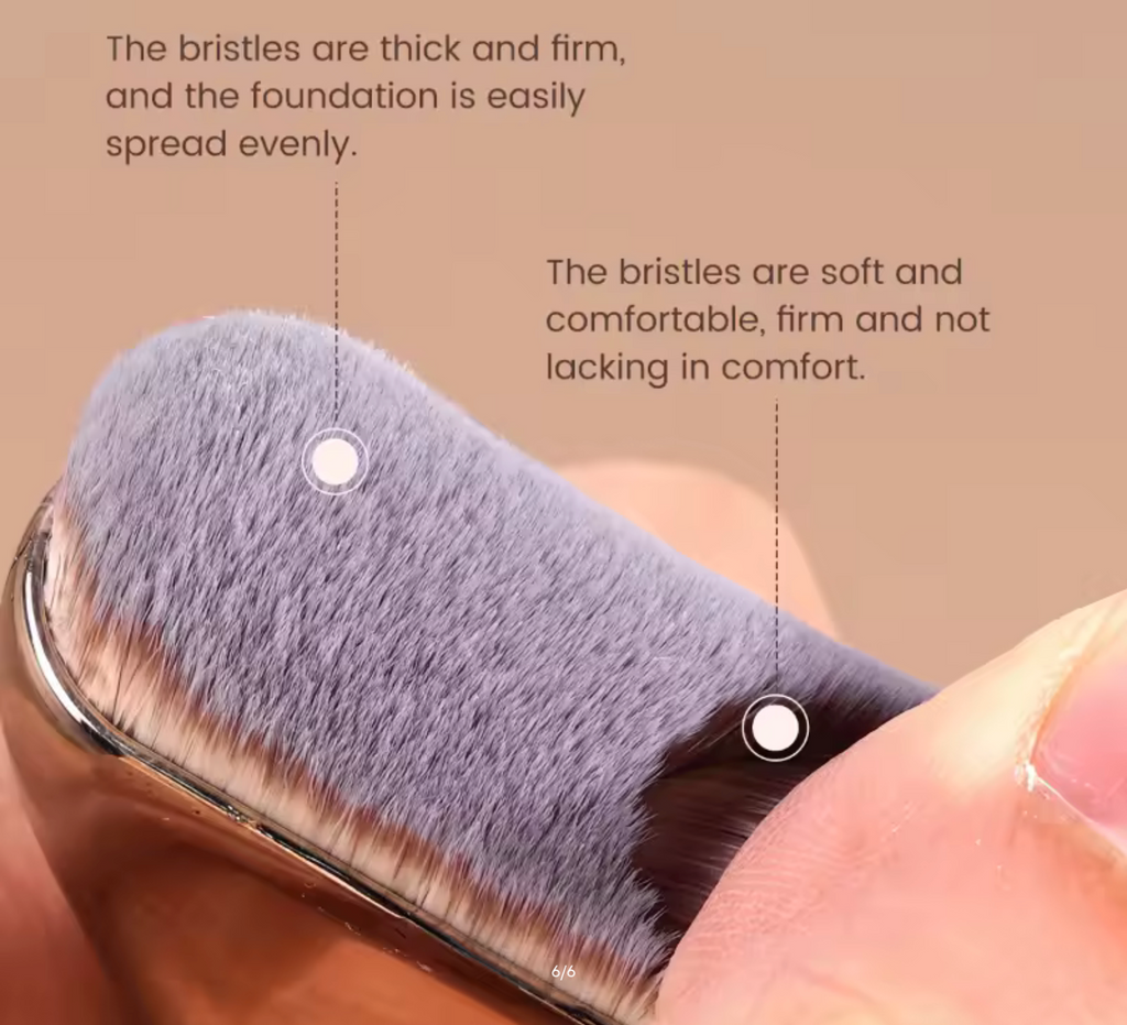 Professional Foundation Brush - Soft Nylon Bristles, Elegant Brown Handle, for BB Cream, Liquid Foundation, Powder - Travel