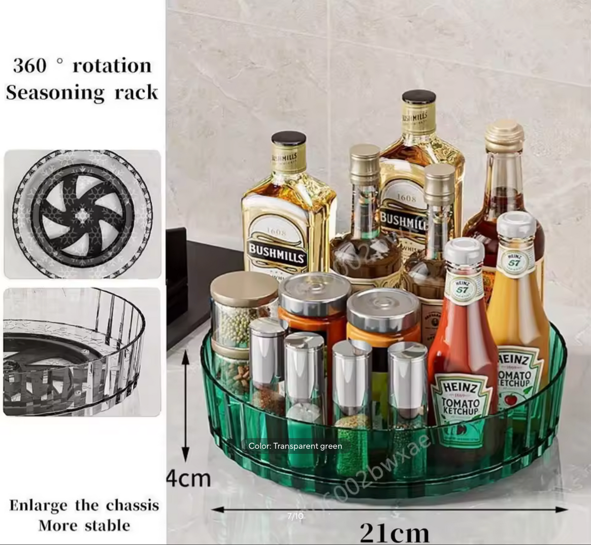 360 Rotating Tray Spice Rack Pantry Cabinet Turntable.