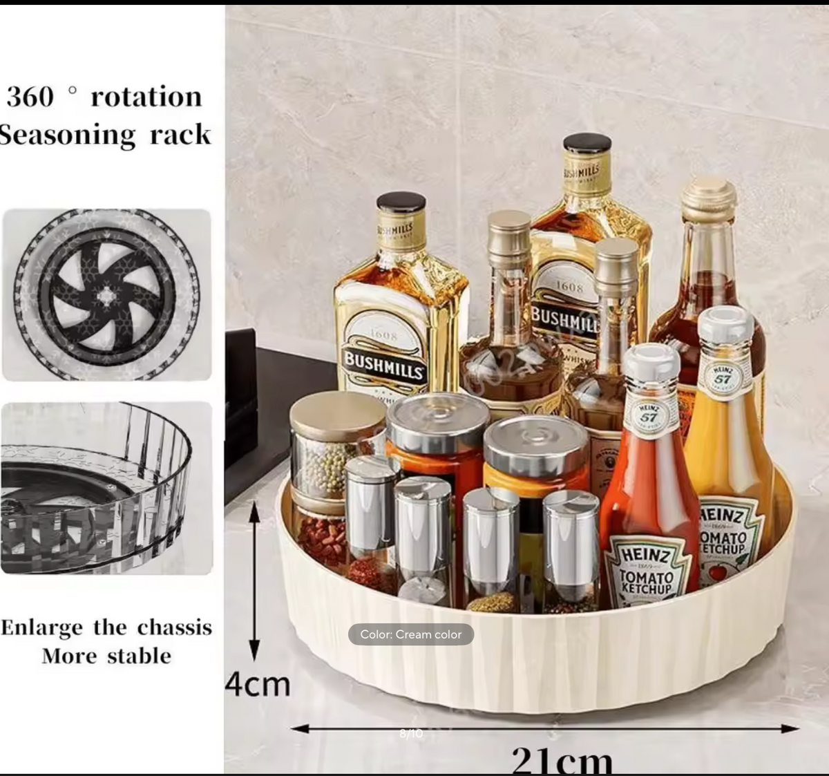 360 Rotating Tray Spice Rack Pantry Cabinet Turntable.