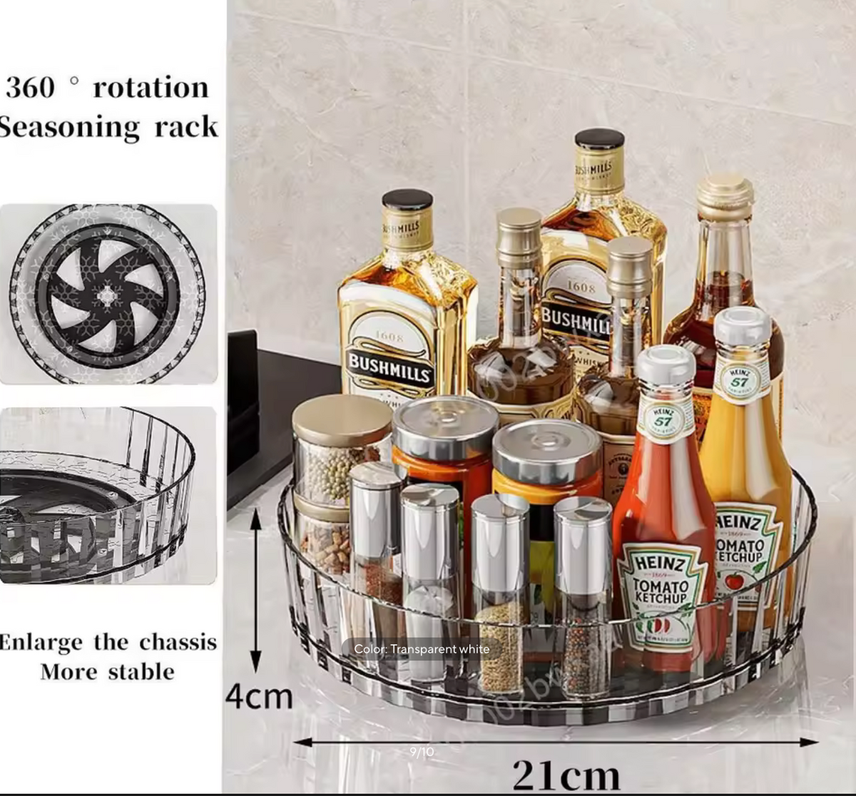 360 Rotating Tray Spice Rack Pantry Cabinet Turntable.