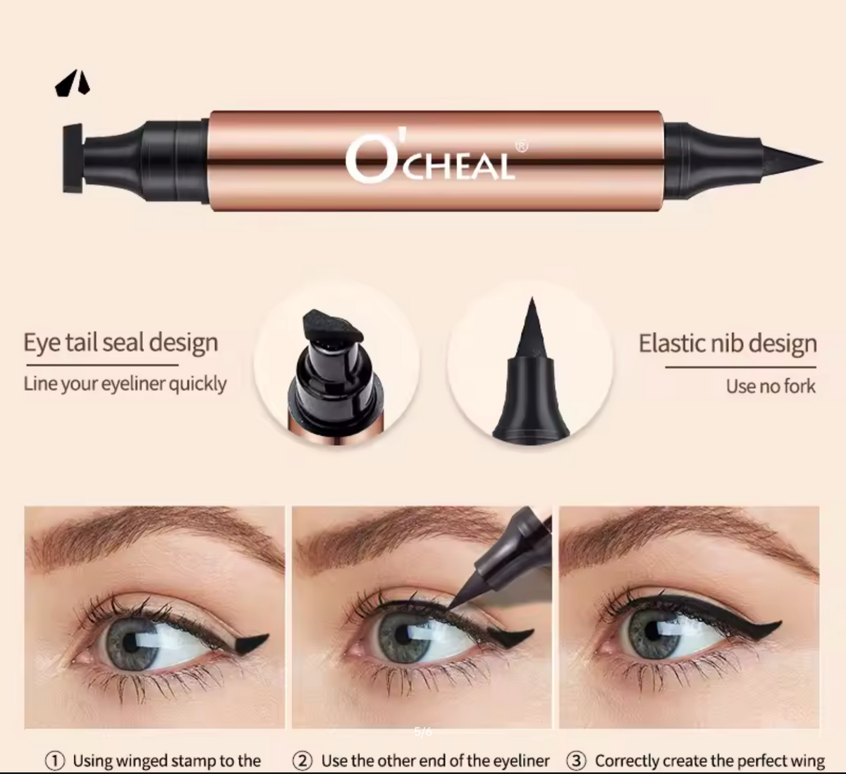 O'CHEAL Eyeliner Stamp Black Liquid Eyeliner Pen Waterproof Fast Dry Dual Head Eye Liner Pencil Make-up for Women Cosmetics Tool