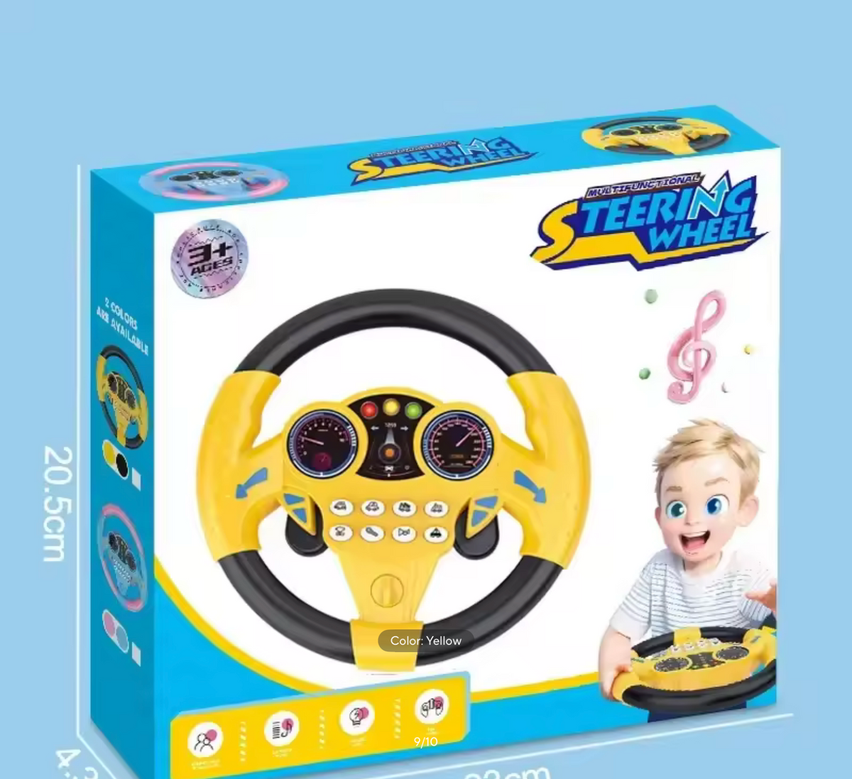 Infant Simulation Steering Wheel Toy – Light-Up Musical Stroller Copilot