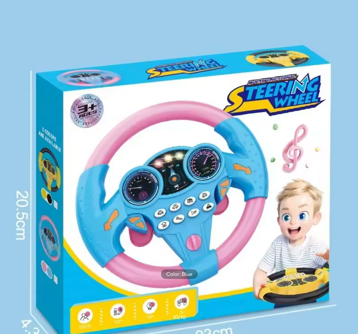 Infant Simulation Steering Wheel Toy – Light-Up Musical Stroller Copilot