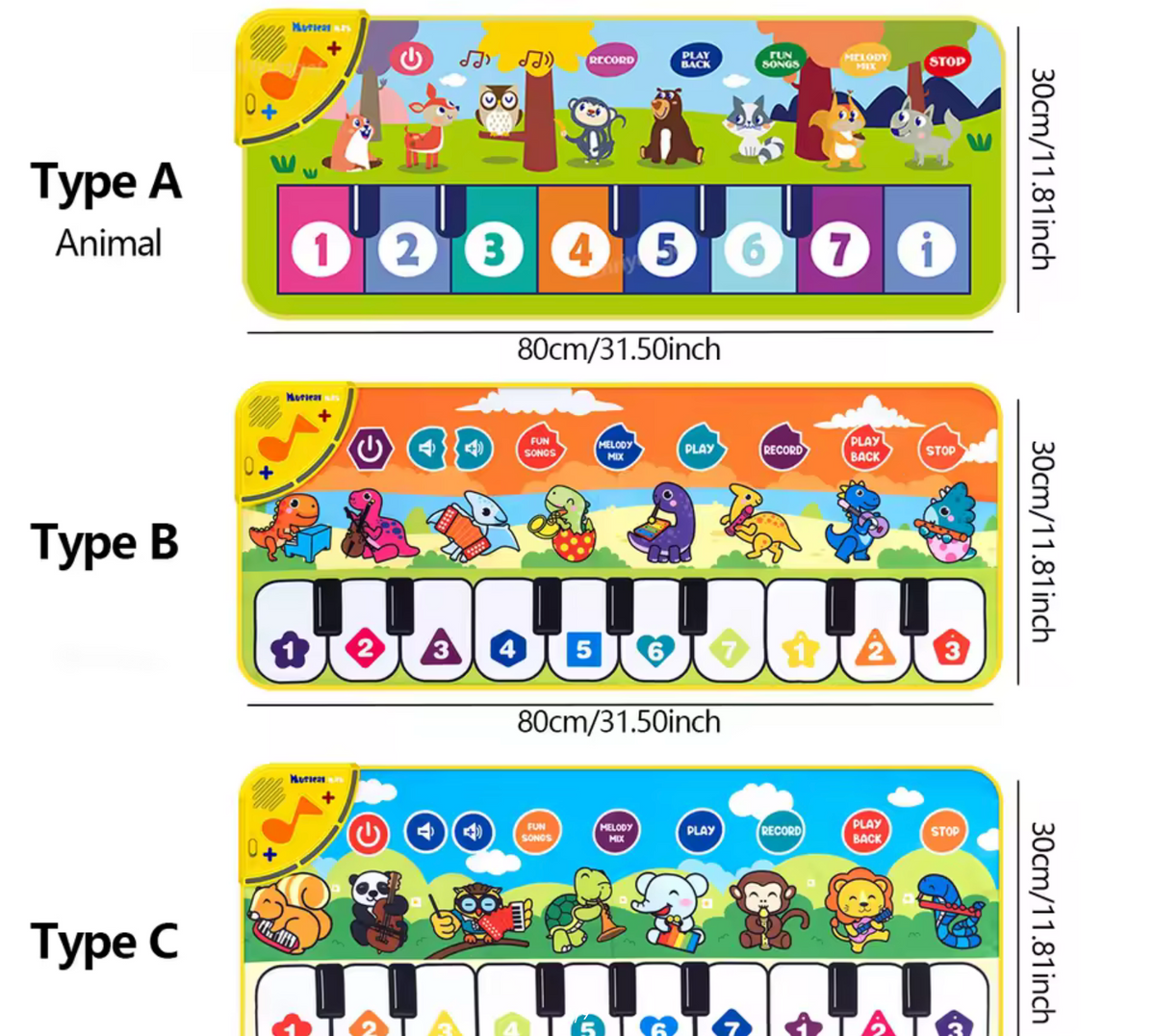 Piano Mat for Kids Kids Toddlers Floor Keyboard Dance Mat Baby Fitness Play Musical Carpet Music Instrument Toys Girl Boy Gift