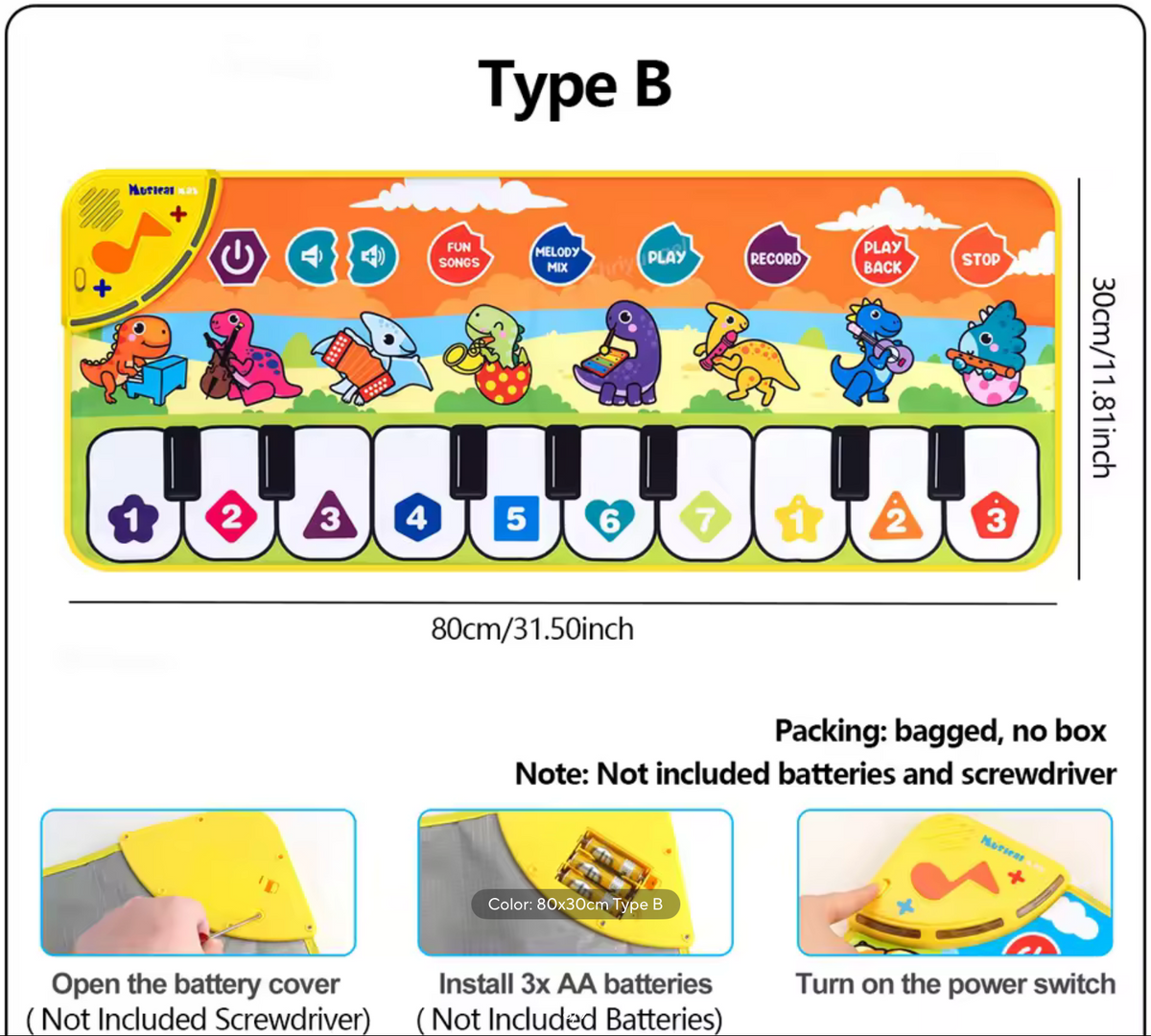 Piano Mat for Kids Kids Toddlers Floor Keyboard Dance Mat Baby Fitness Play Musical Carpet Music Instrument Toys Girl Boy Gift
