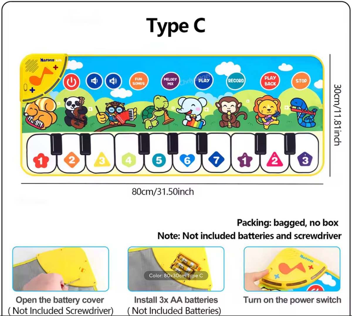 Piano Mat for Kids Kids Toddlers Floor Keyboard Dance Mat Baby Fitness Play Musical Carpet Music Instrument Toys Girl Boy Gift
