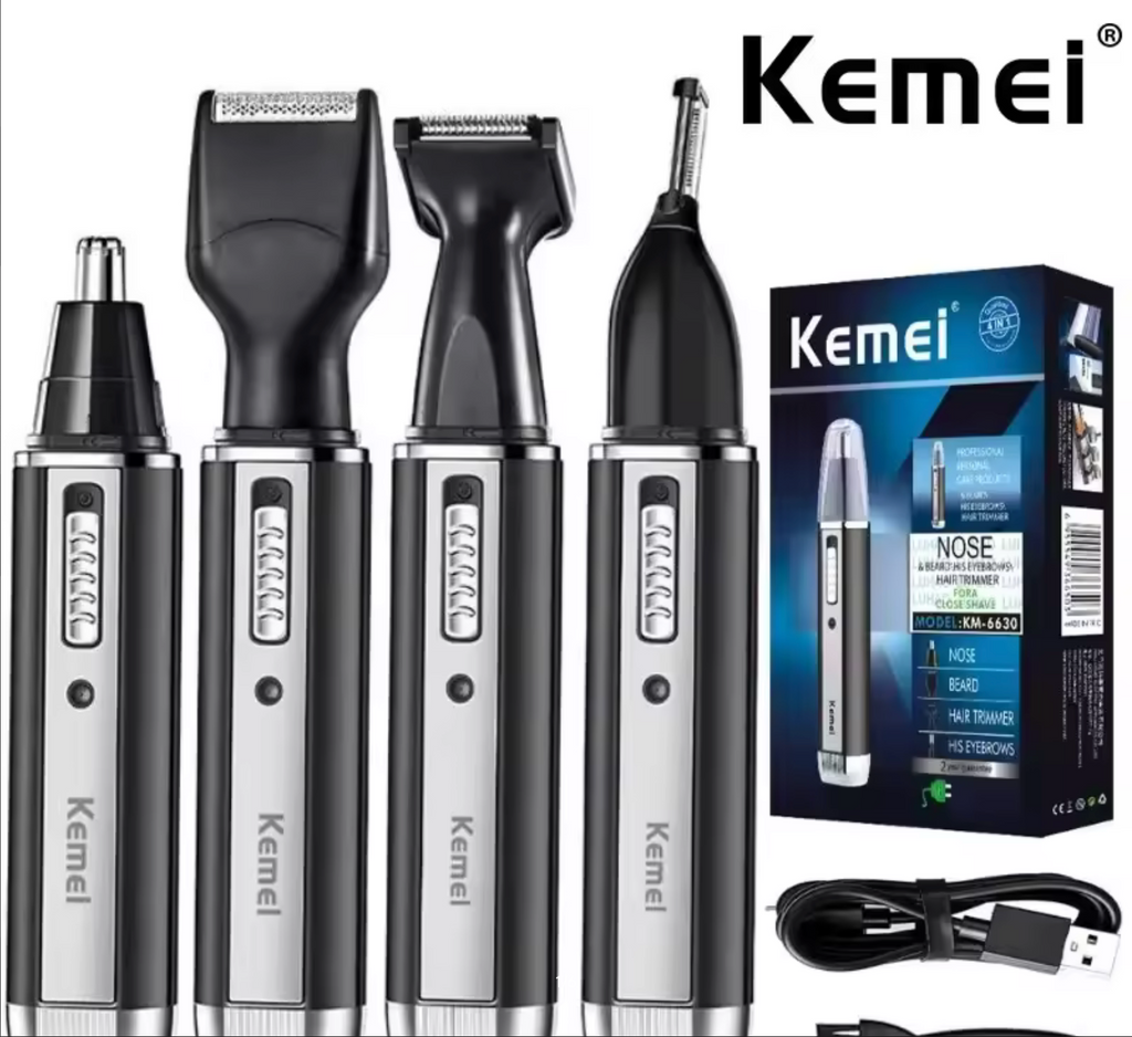 Kemei KM-6630 4 In 1 Trimmer For Men Electric Nose And Ear Trimmer Rechargeable Trimmer For Hair Beard Nose And Ear Cleaner