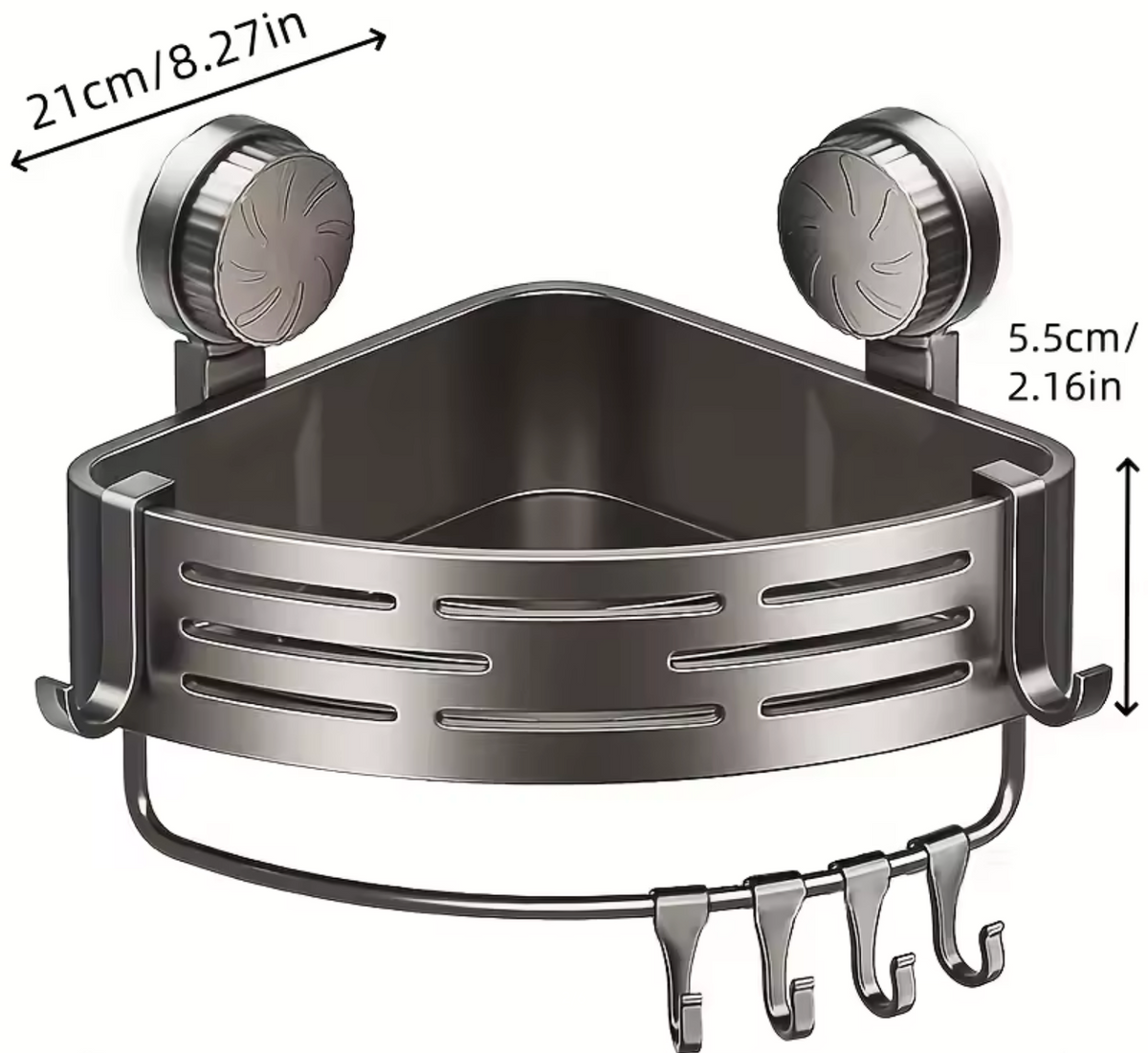Space Saving Suction Cup Bathroom Rack with Sturdy Triangular Frame and Hook Rod