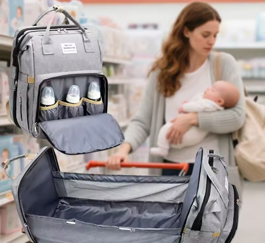 Mommy Diaper Bags Baby Bed Mother Large Capacity Nappy Milk Bottle Backpacks with Changing Mat Convenient Baby Nursing Bags