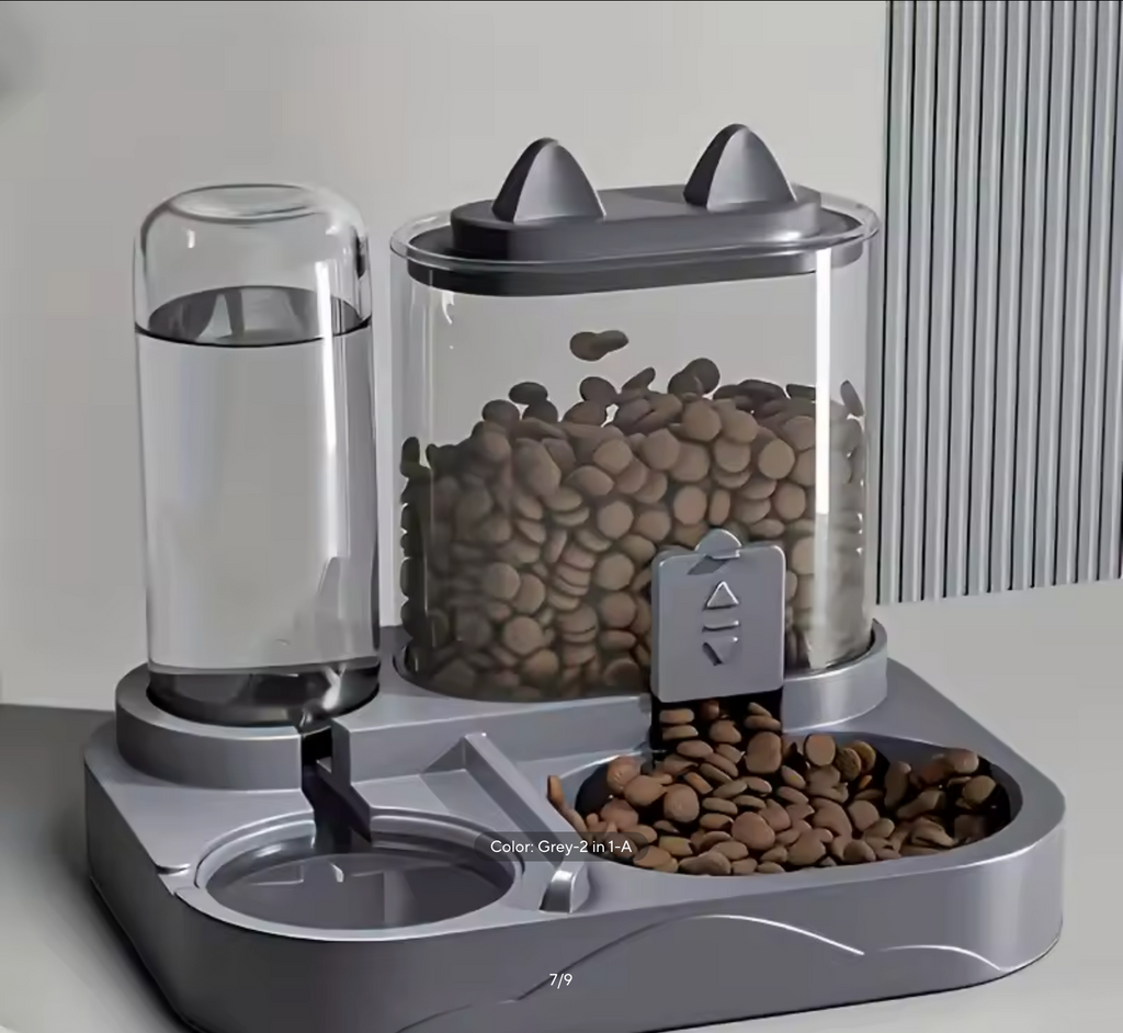 2-in-1 Cat Automatic Feeder Water Dispenser Gravity Pet Food Bowl Wet Dry Separation Storage for Cats Small Dogs Home&Travel