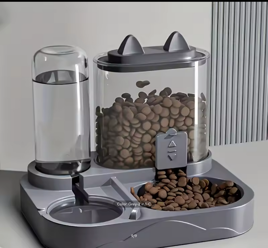 2-in-1 Cat Automatic Feeder Water Dispenser Gravity Pet Food Bowl Wet Dry Separation Storage for Cats Small Dogs Home&Travel