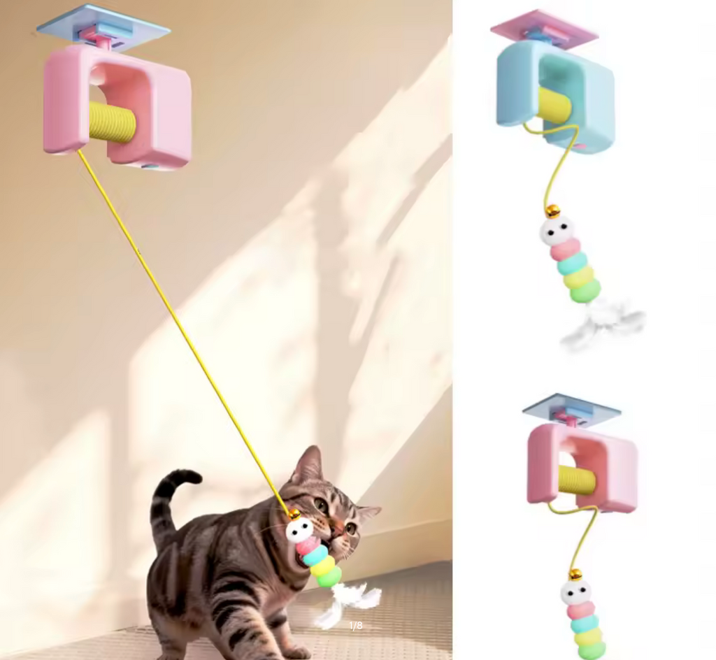 Cats Toys Pet Stress Relief Rechargeable Interactive Hanging Door Automatic Electric Flying Bird Cat Toy for Hunt Elastic Rope