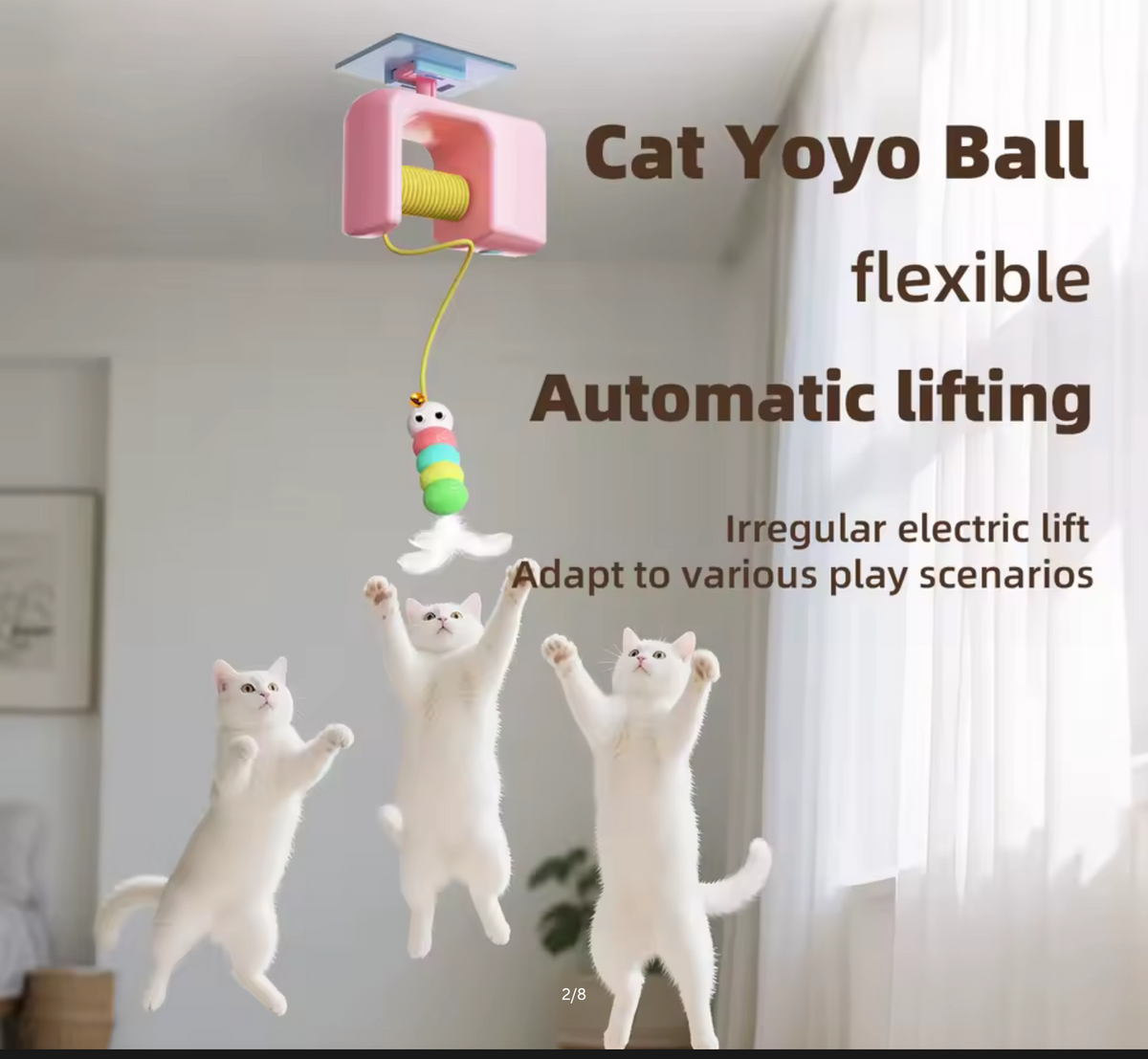 Cats Toys Pet Stress Relief Rechargeable Interactive Hanging Door Automatic Electric Flying Bird Cat Toy for Hunt Elastic Rope