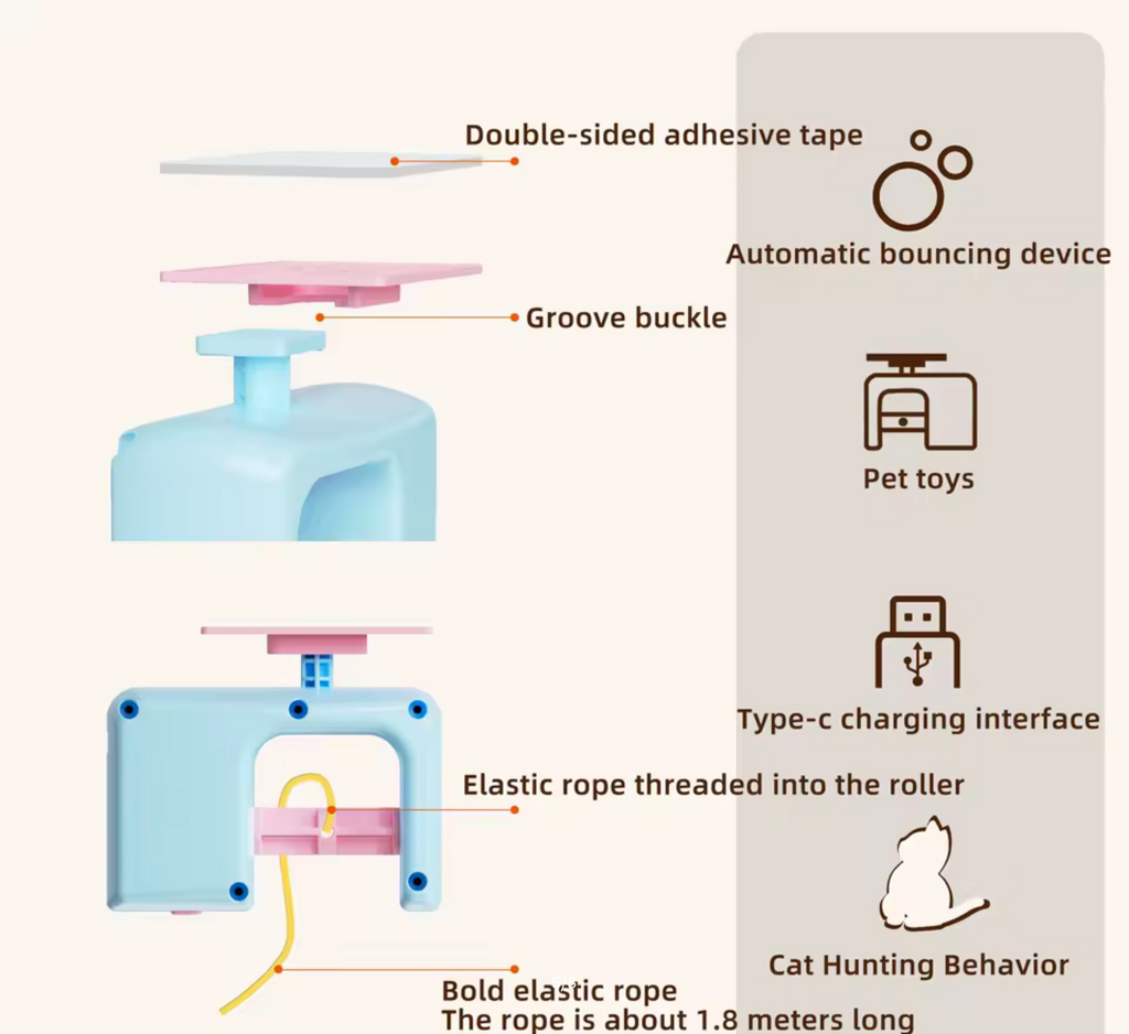 Cats Toys Pet Stress Relief Rechargeable Interactive Hanging Door Automatic Electric Flying Bird Cat Toy for Hunt Elastic Rope