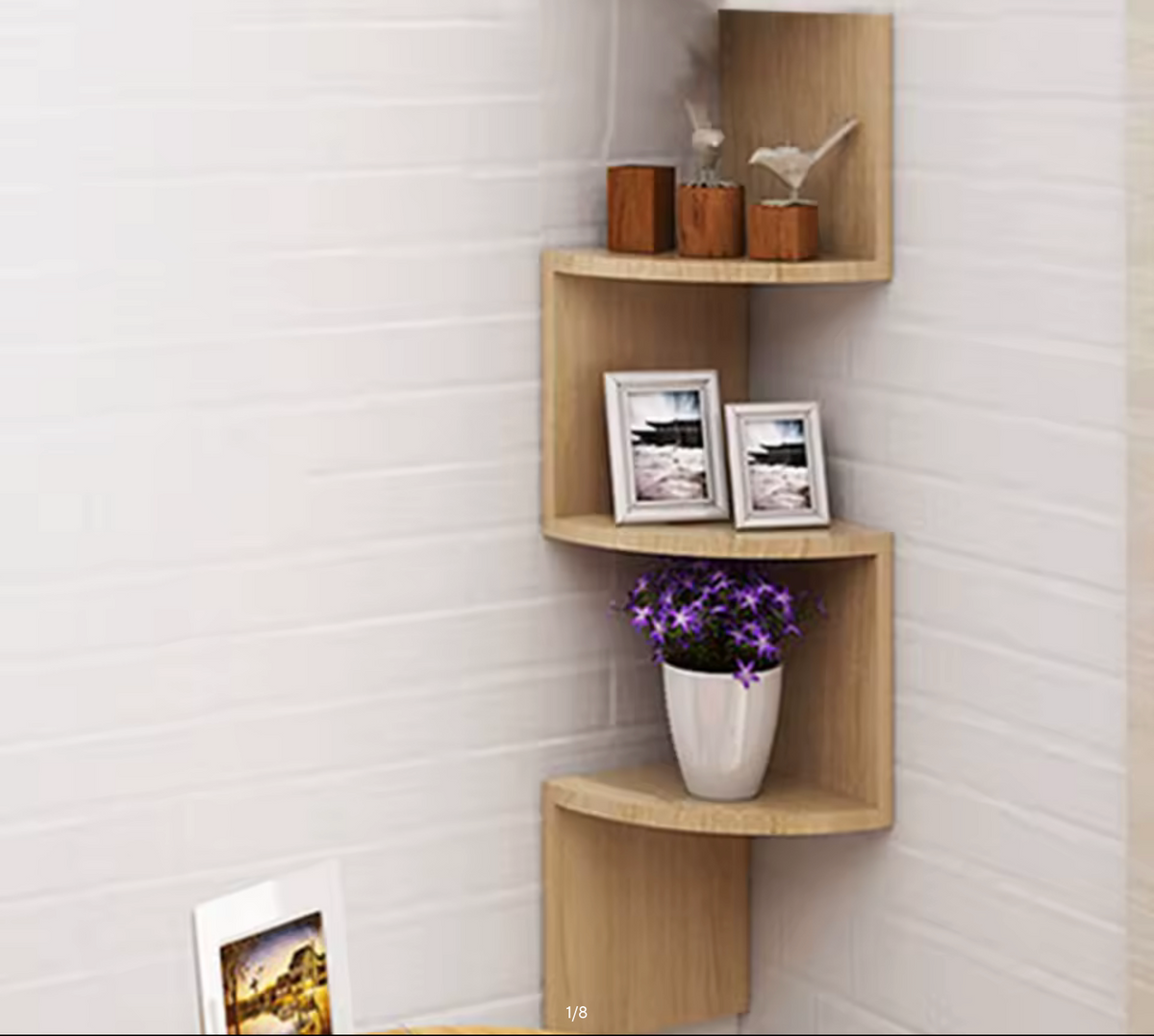 Haodirect 3/5 Layer Wooden Corner Shelf Living Room Bedroom Bookcase Floating Corner Shelf Modern Simple Home Decoration