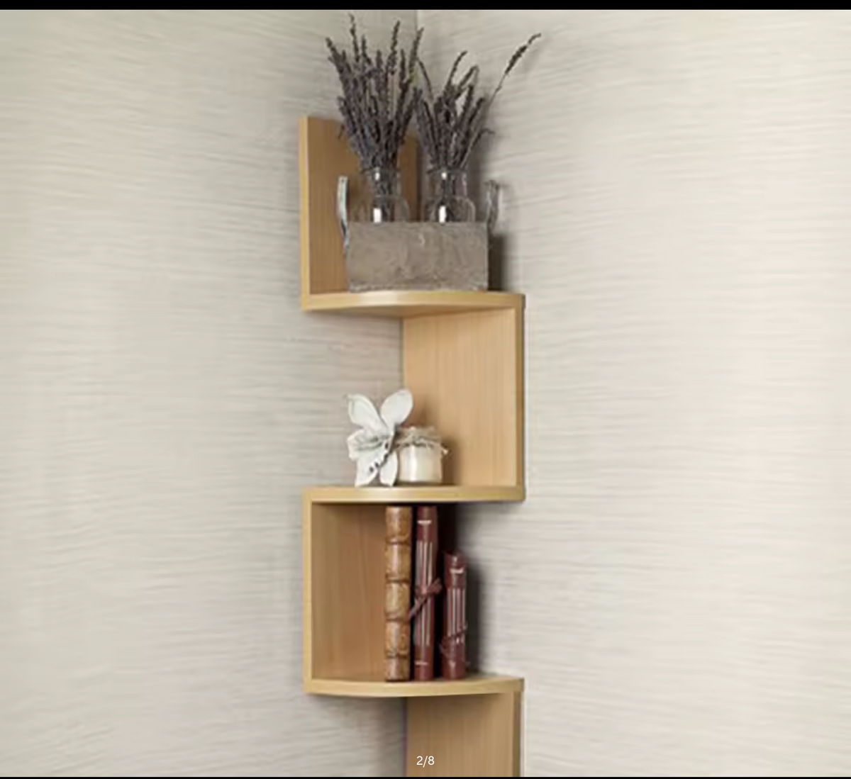 Haodirect 3/5 Layer Wooden Corner Shelf Living Room Bedroom Bookcase Floating Corner Shelf Modern Simple Home Decoration