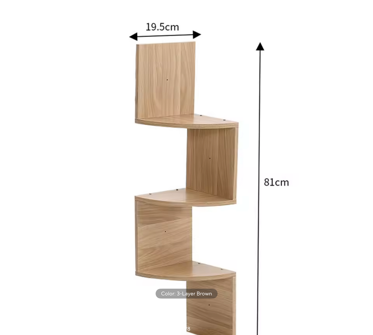 Haodirect 3/5 Layer Wooden Corner Shelf Living Room Bedroom Bookcase Floating Corner Shelf Modern Simple Home Decoration