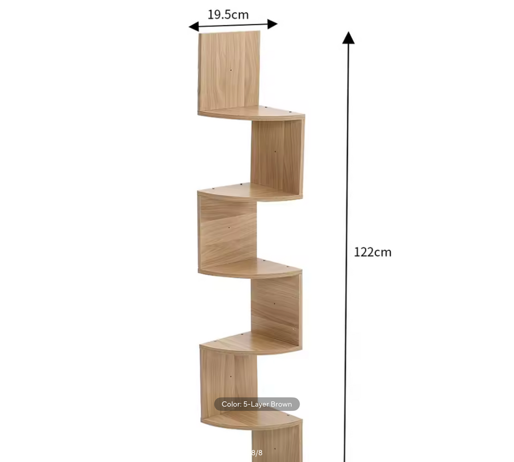 Haodirect 3/5 Layer Wooden Corner Shelf Living Room Bedroom Bookcase Floating Corner Shelf Modern Simple Home Decoration