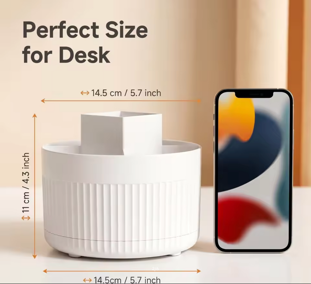 360 Rotating Plastic Desk Pen Organizer with 5 Slots, Dual-Purpose Art Supply Pencil Cup for Office, School, Home