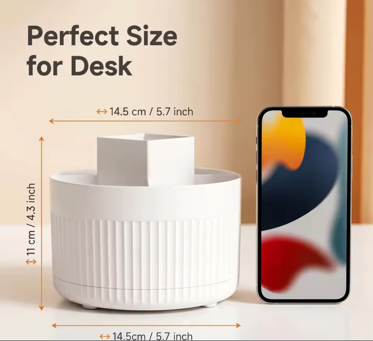 360 Rotating Plastic Desk Pen Organizer with 5 Slots, Dual-Purpose Art Supply Pencil Cup for Office, School, Home