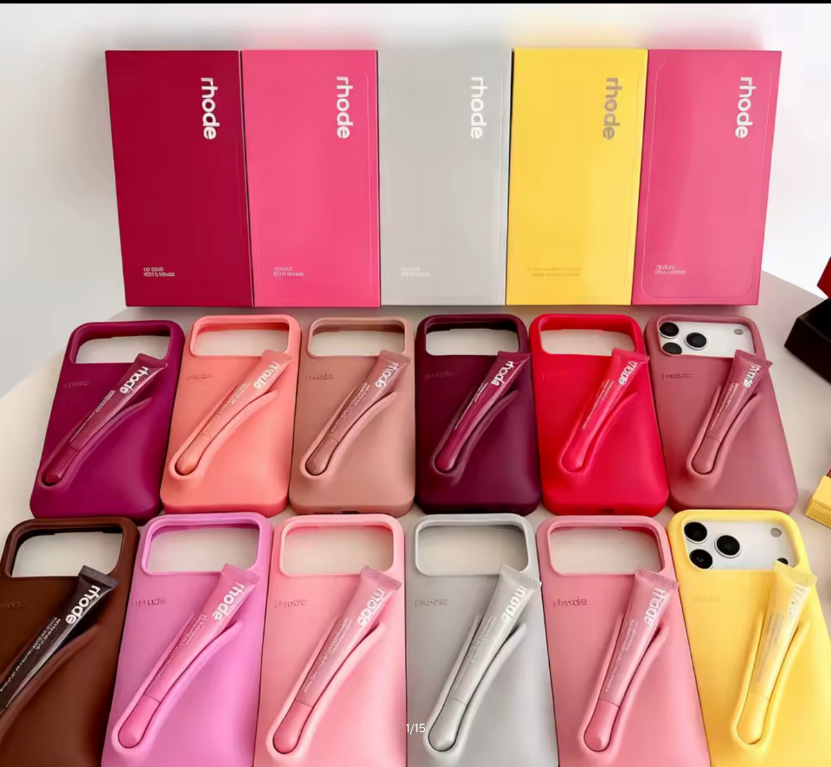 Lemontini Phone Case for iPhone 11 12 13 14 15 16 Pro Max Plus 17 Air Makeup Lip Gloss Silicone Cover with Lip Glaze
