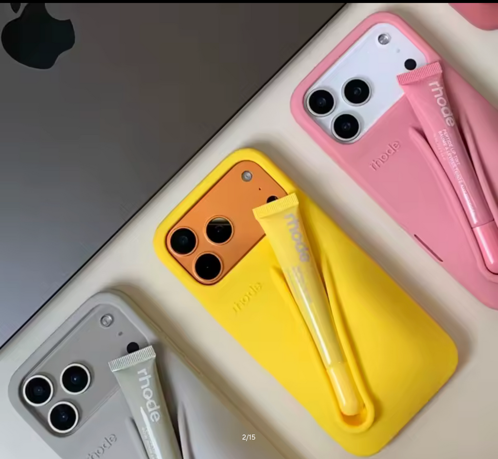 Lemontini Phone Case for iPhone 11 12 13 14 15 16 Pro Max Plus 17 Air Makeup Lip Gloss Silicone Cover with Lip Glaze