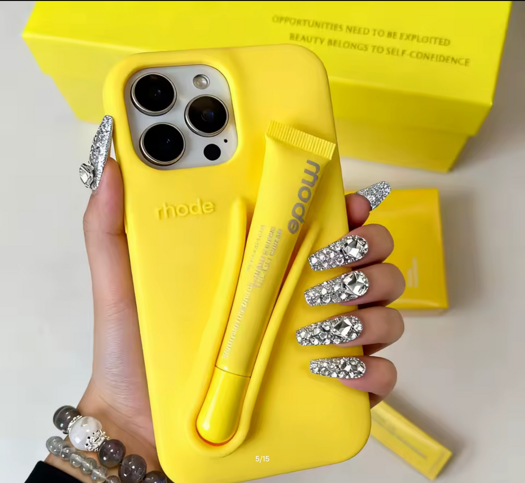 Lemontini Phone Case for iPhone 11 12 13 14 15 16 Pro Max Plus 17 Air Makeup Lip Gloss Silicone Cover with Lip Glaze