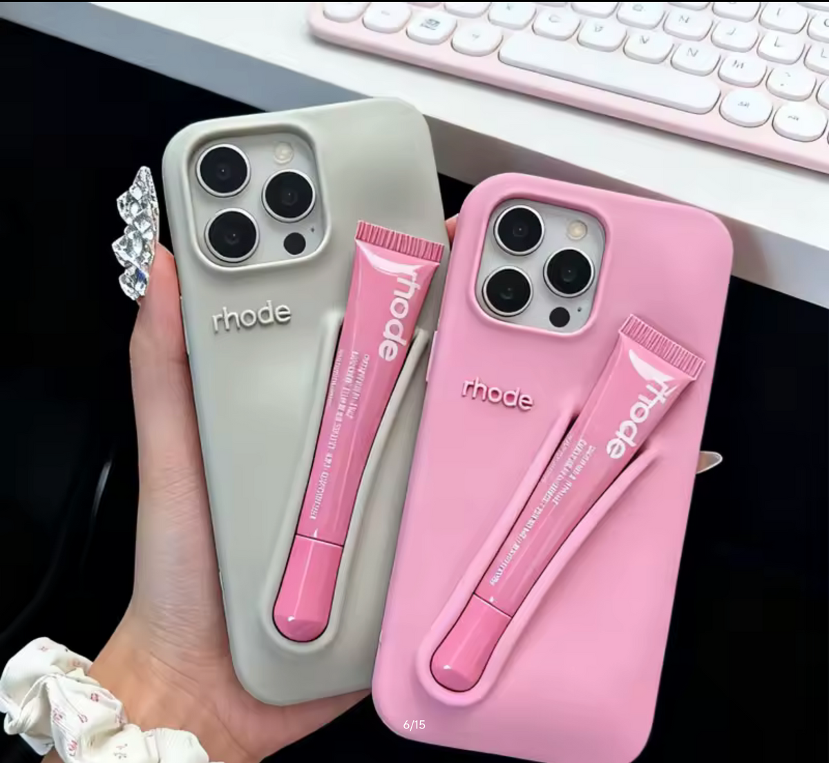 Lemontini Phone Case for iPhone 11 12 13 14 15 16 Pro Max Plus 17 Air Makeup Lip Gloss Silicone Cover with Lip Glaze