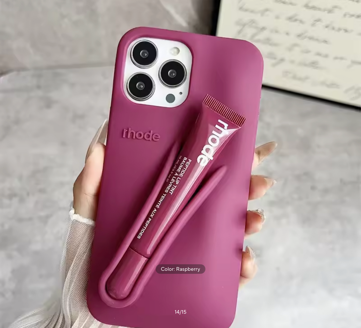 Lemontini Phone Case for iPhone 11 12 13 14 15 16 Pro Max Plus 17 Air Makeup Lip Gloss Silicone Cover with Lip Glaze