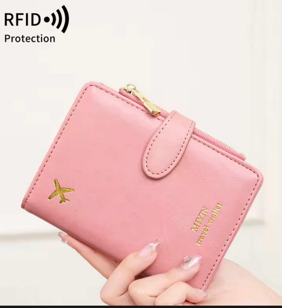 Multi functional RFID anti-theft brush passport bag fashionable multi card slot passport clip PU leather large capacity wallet