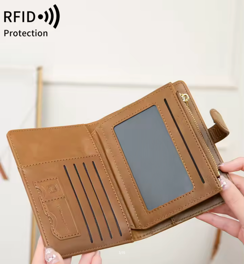 Multi functional RFID anti-theft brush passport bag fashionable multi card slot passport clip PU leather large capacity wallet