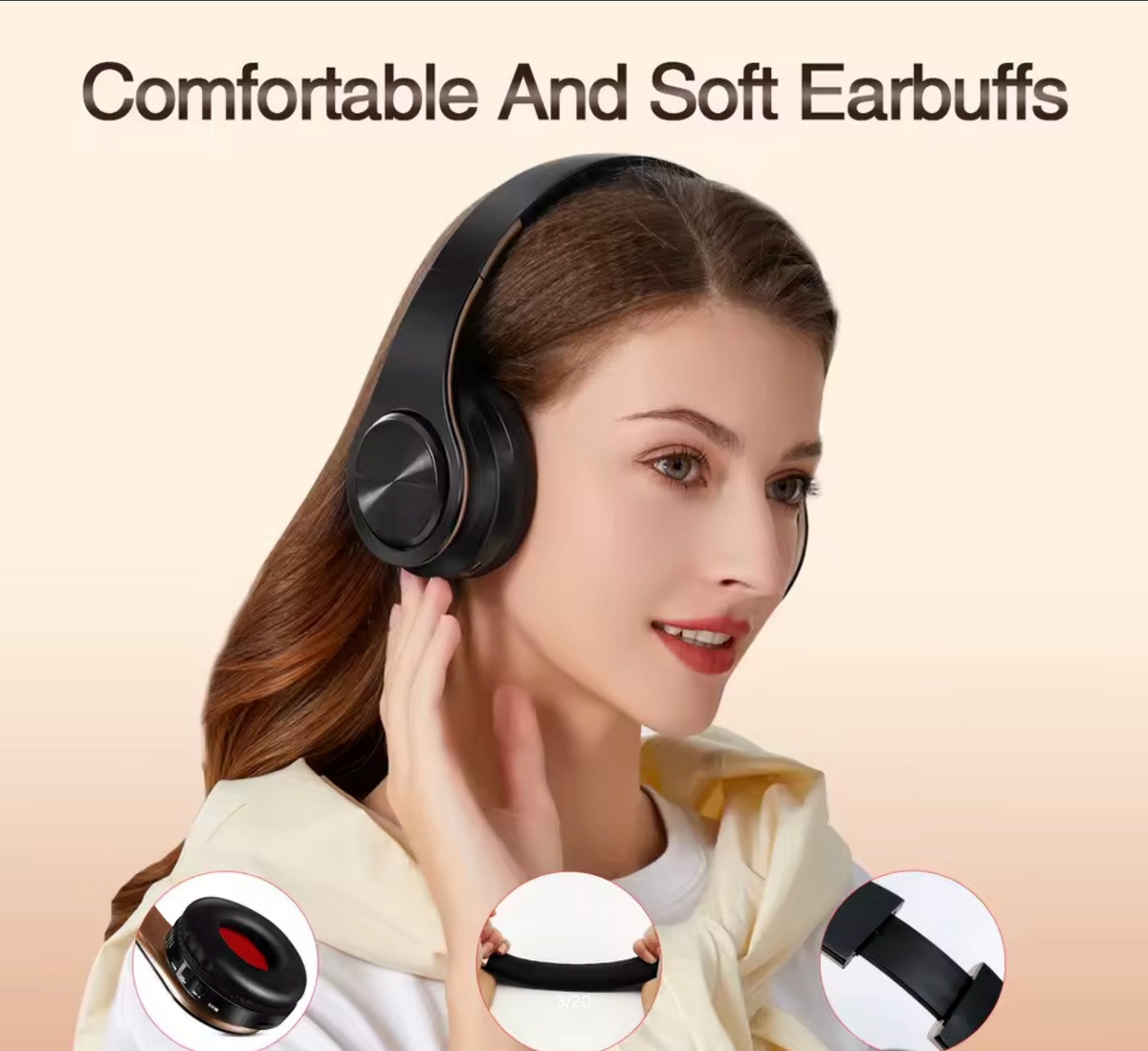 Men Gift Gold Wireless Headphones Bluetooth Earphone Stereo Headset Game with Build-in MIC with Universal for Android and iOS