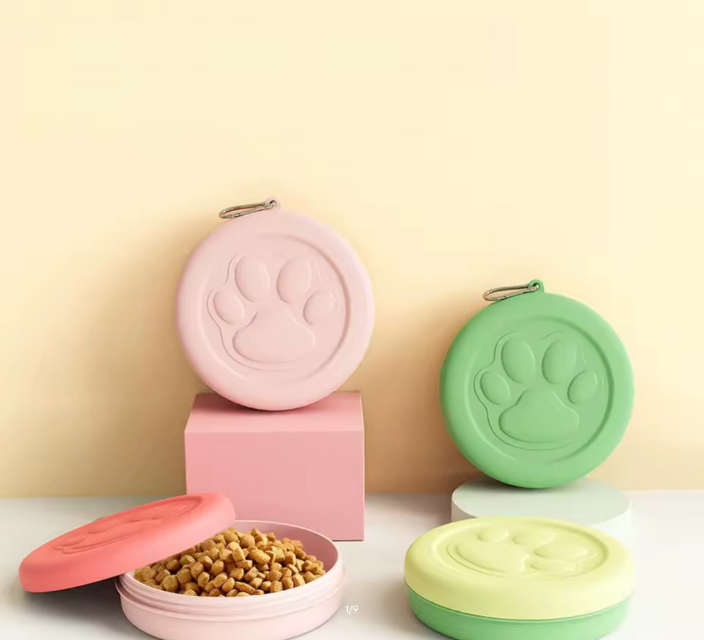 Portable Outdoor Pet Bowl: 2-in-1 Travel Dog Food/Water Dish with Treat Compartment for Hiking, Camping, and On-the-Go Feeding
