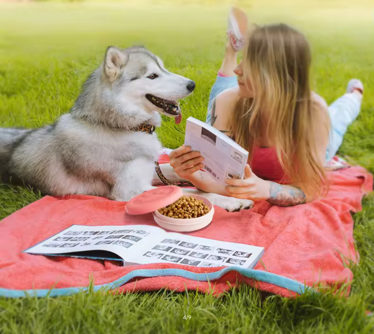 Portable Outdoor Pet Bowl: 2-in-1 Travel Dog Food/Water Dish with Treat Compartment for Hiking, Camping, and On-the-Go Feeding