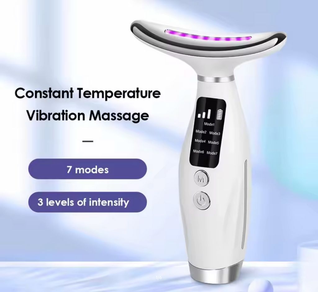 Home Use LED Face Neck Massager 7 Colors Light Therapy 7 Modes 3 Levels Vibration Face Lifting Anti Wrinkle Beauty Instrument