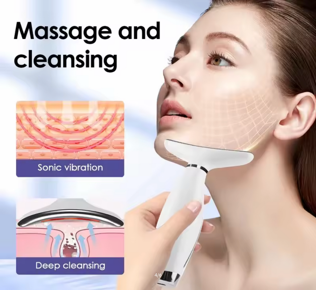 Home Use LED Face Neck Massager 7 Colors Light Therapy 7 Modes 3 Levels Vibration Face Lifting Anti Wrinkle Beauty Instrument