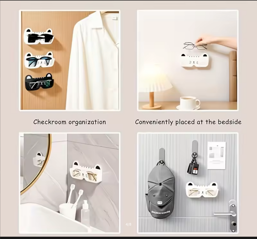 Wall-Mounted Glasses Storage Holder Bedside Bathroom Sunglasses Display Props Creative Cat Shape Glasses Frame Jewelry Box