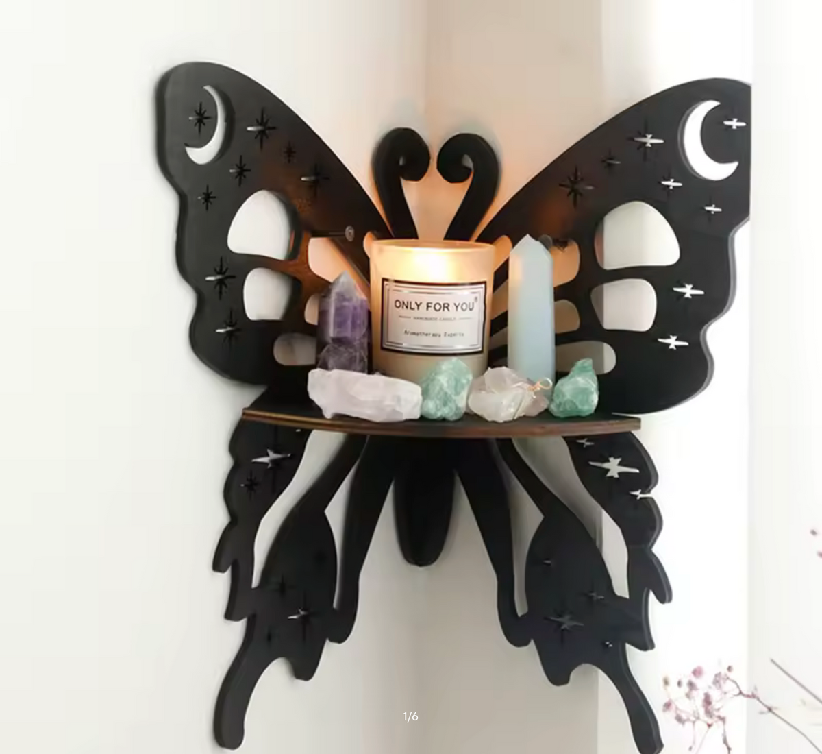 Butterfly Wall Decoration Hanging Wooden Skeleton Candle Holder Shelf Decorative Shelf Home Decorations