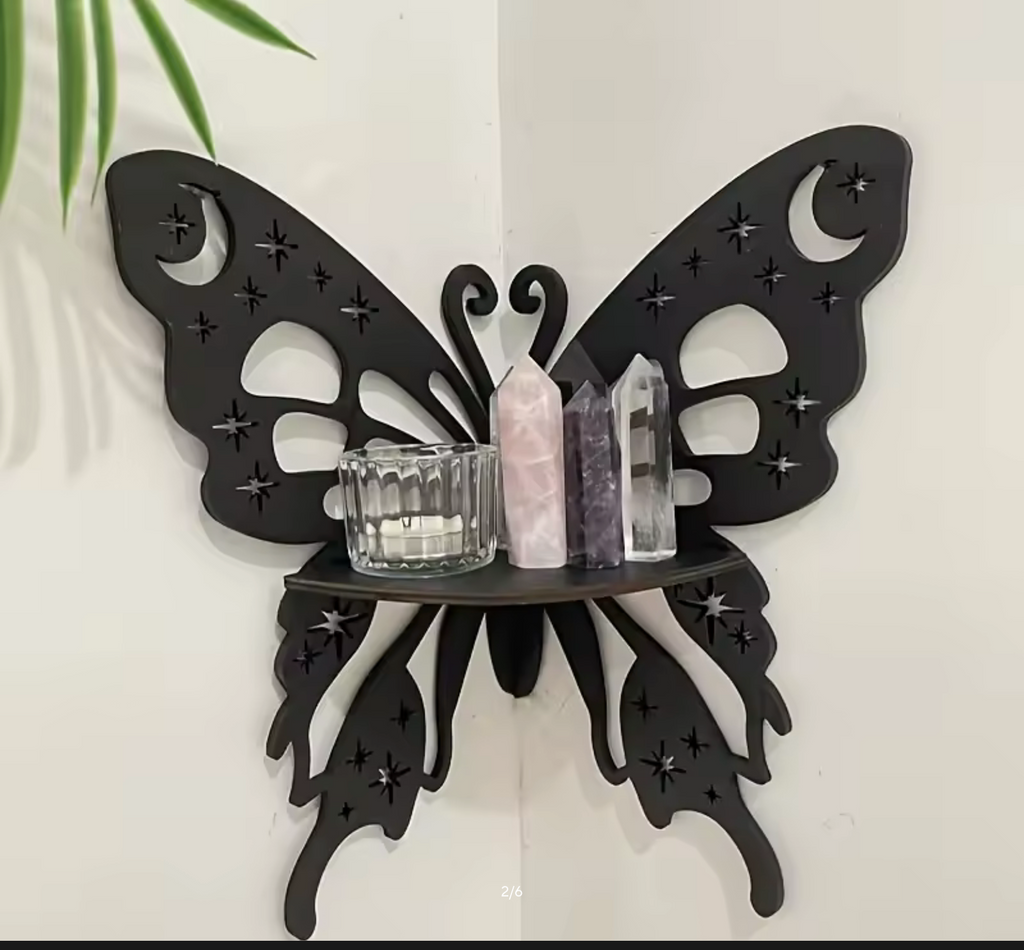 Butterfly Wall Decoration Hanging Wooden Skeleton Candle Holder Shelf Decorative Shelf Home Decorations