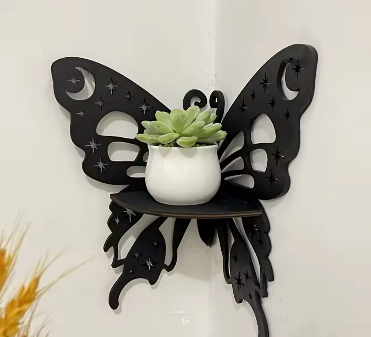 Butterfly Wall Decoration Hanging Wooden Skeleton Candle Holder Shelf Decorative Shelf Home Decorations